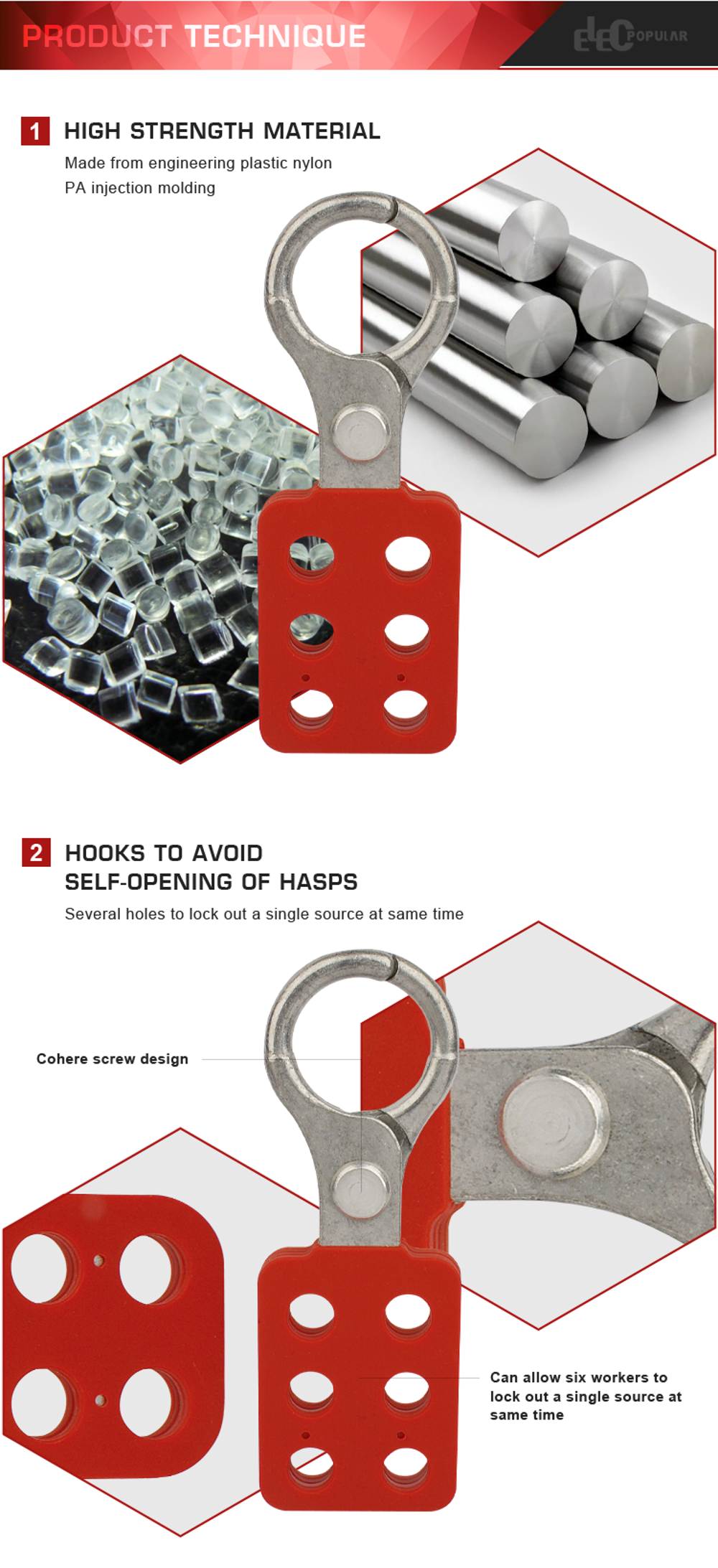 Bloqueo de cerrojos de seguridad de aluminio multilock industriales de 6 agujeros OEM